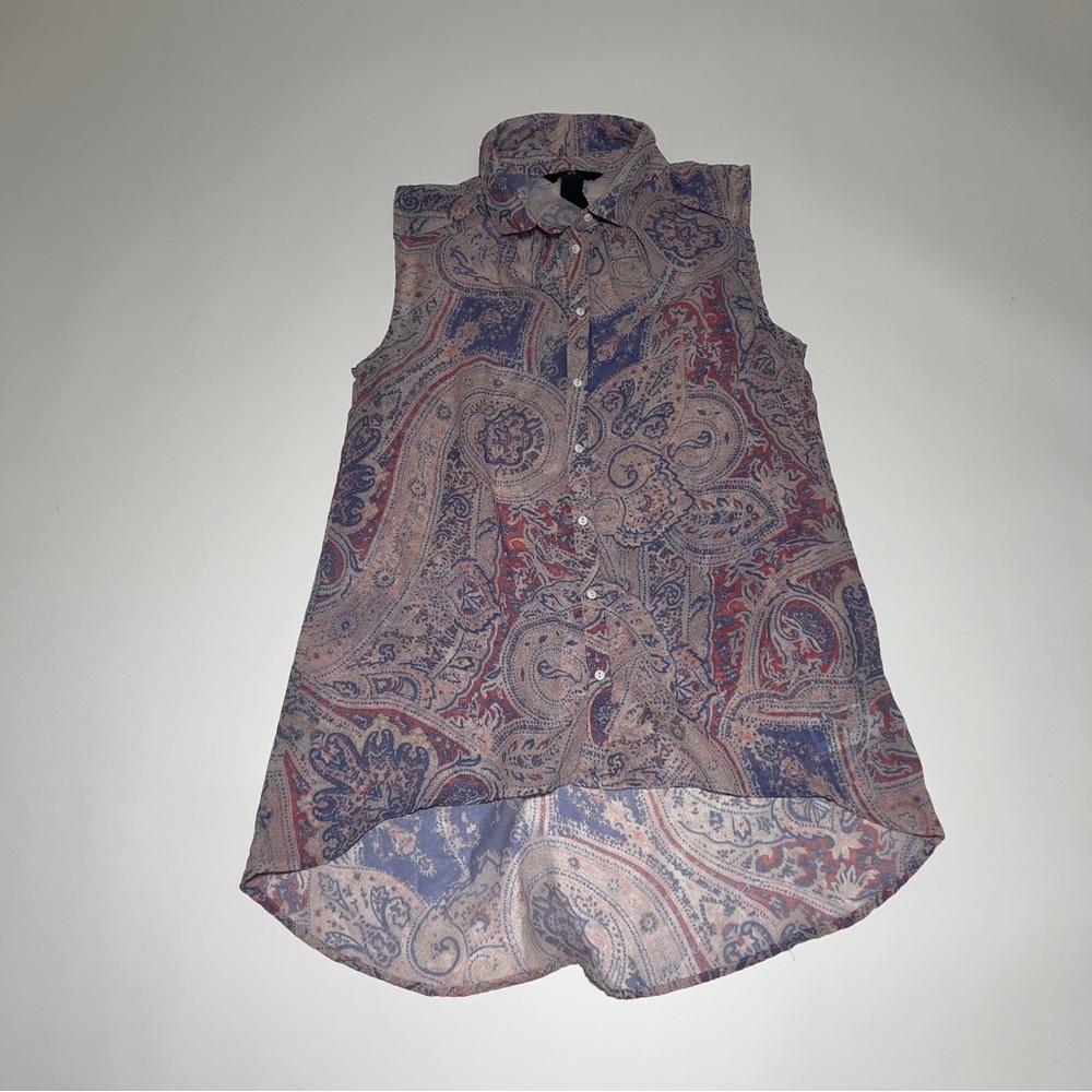 H&M Paisley Sleeveless High-Low Blouse Size 4
